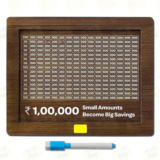 ₹1,00,000 Wooden Savings Challenge Box with Reusable Tracker & Marker