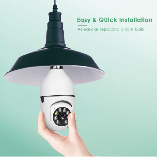 TECHNOVIEW Light Bulb Security Camera,Home WiFi 360 Degree Pan/Tilt Panoramic IP Camera,Wireless Home Surveillance Cameras with Motion Detection,Two-Way Audio,Night Vision